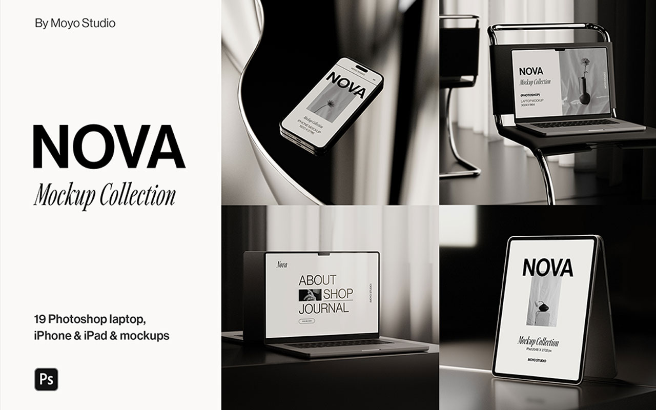 Access elegant photo mockups for authentic project visualization, available in value-packed sets or bundles alongside free options.