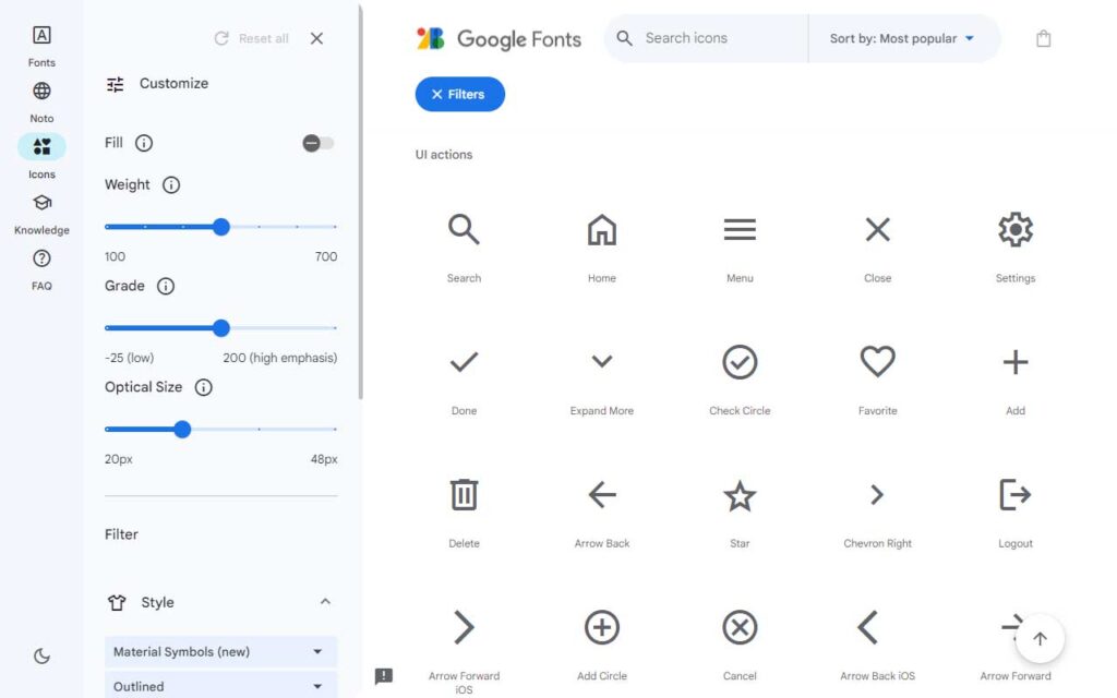 Google Fonts: Icons - We See Giants