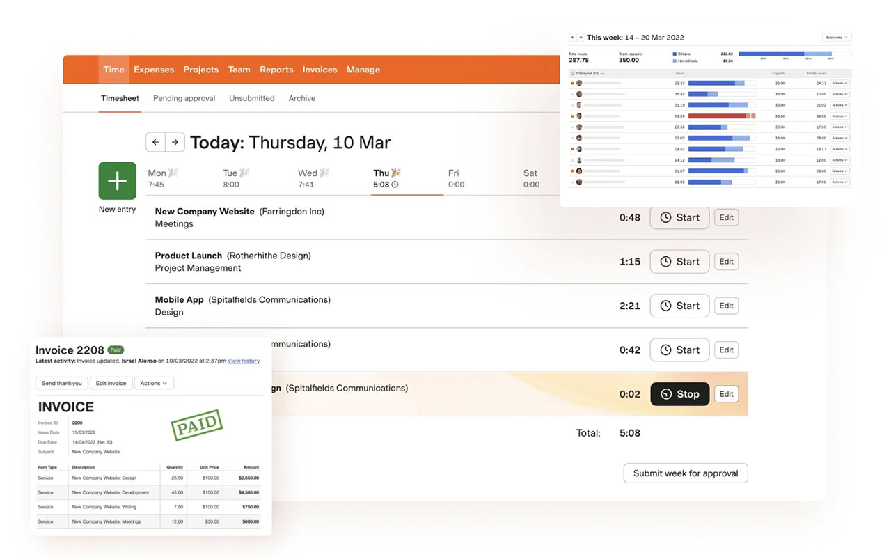 Streamline your projects with efficient time tracking and invoicing.