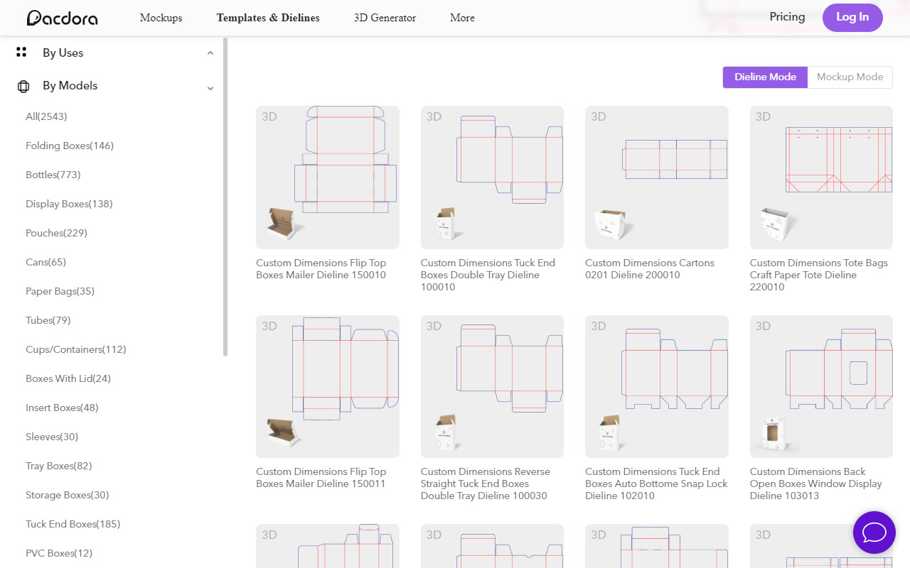 A mockup tool that is all about packaging. Download templates, dielines, and render with an online 3D packaging creator.