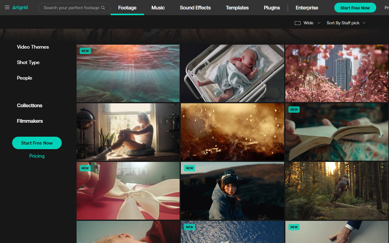 A comprehensive stock footage library offering high-quality, royalty-free videos, music, and sound effects.