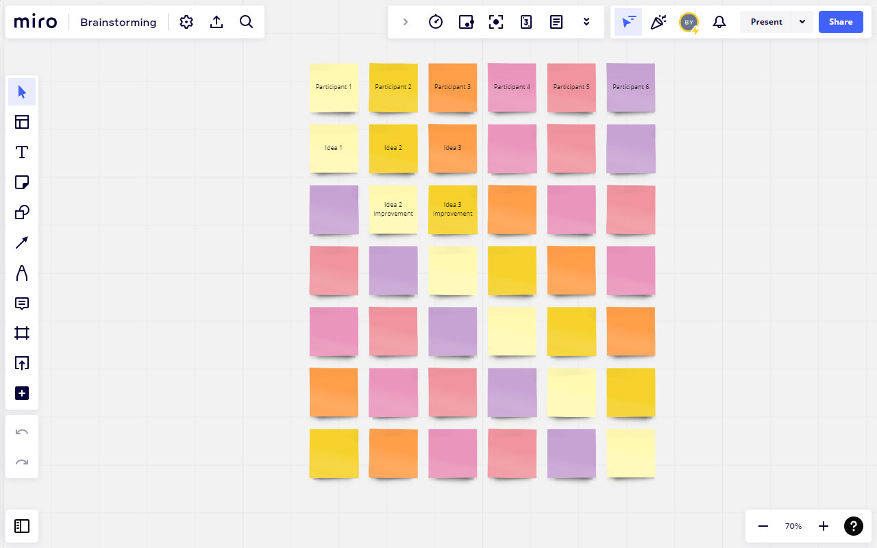Miro is your online whiteboard on steroids, letting teams brainstorm, plan, and create visually, in real-time, no matter where they are. Think sticky notes, flowcharts, mind maps, and more—all on a digital canvas.