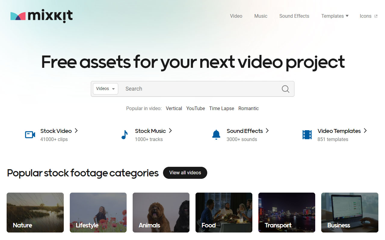 A curated hub of free high-quality stock videos, royalty-free music, and ready-to-use video templates.