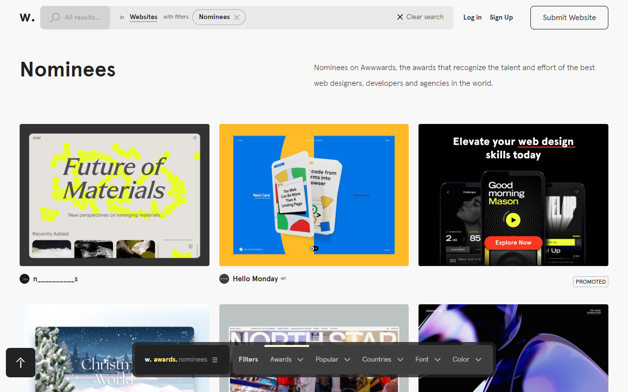 A platform recognizing and promoting web design and development excellence, offering insights into current trends, educational content, and a global award system.