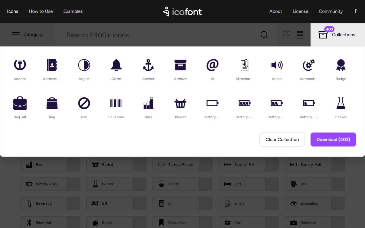Thousands of free icons sorted in 30 categories, available in SVG and Font format.