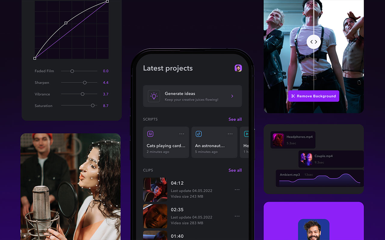 An AI-first creative studio for video editing, built with tools for fast, polished content.