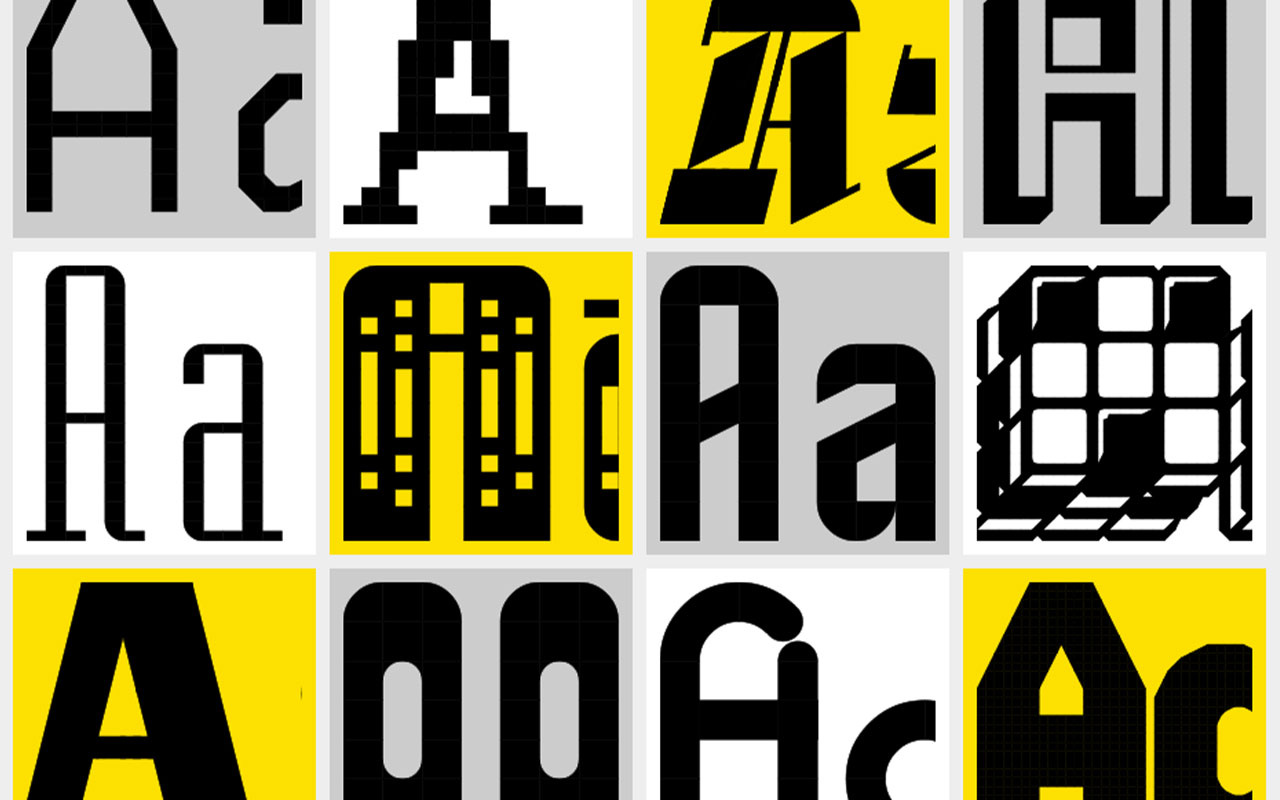 Browser font builder that uses a grid editor to craft modular, display and pixel fonts, exports TrueType files, and hosts a huge community gallery and download hub.