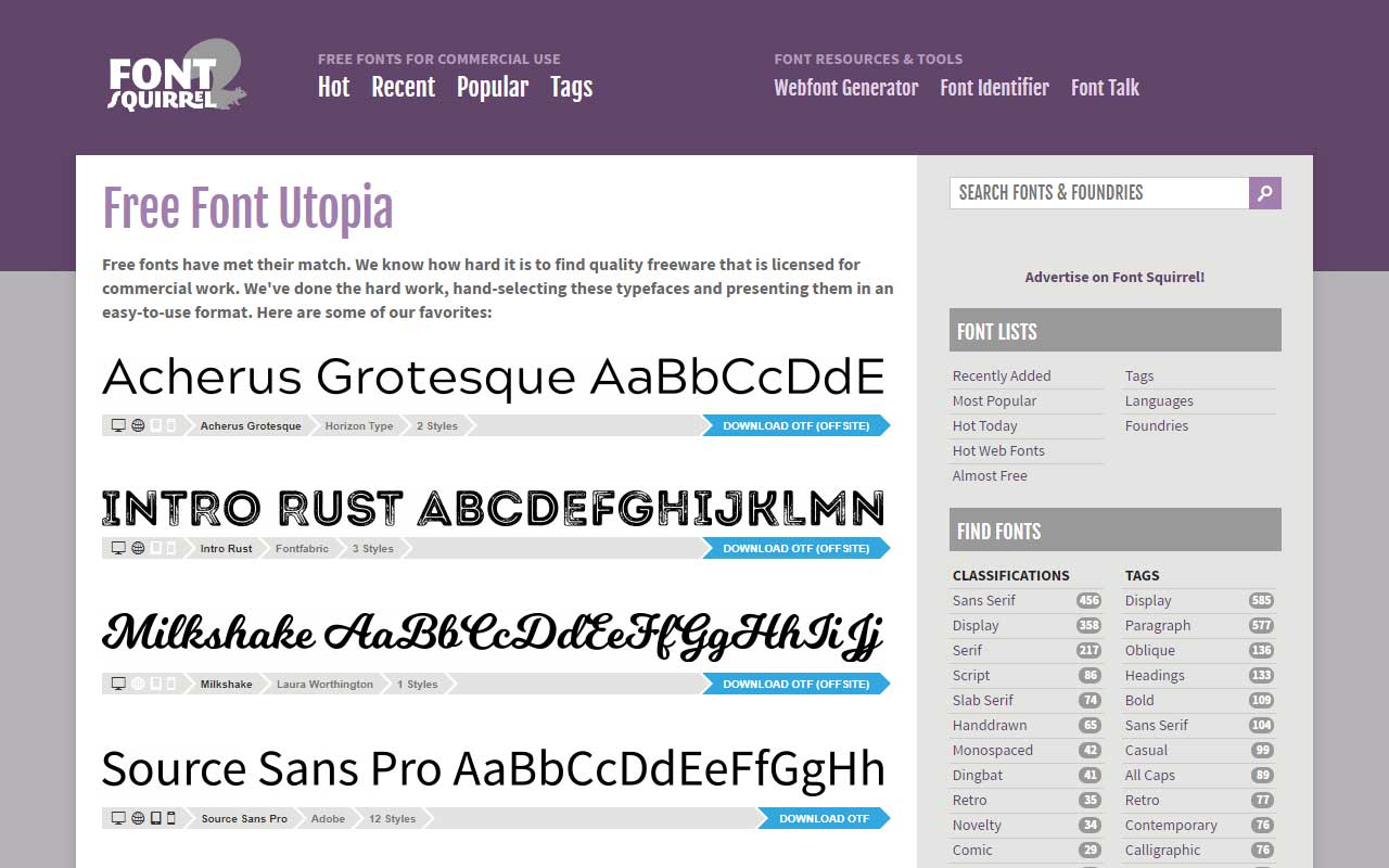A resource for free, hand-picked, high-quality, commercial-use fonts.