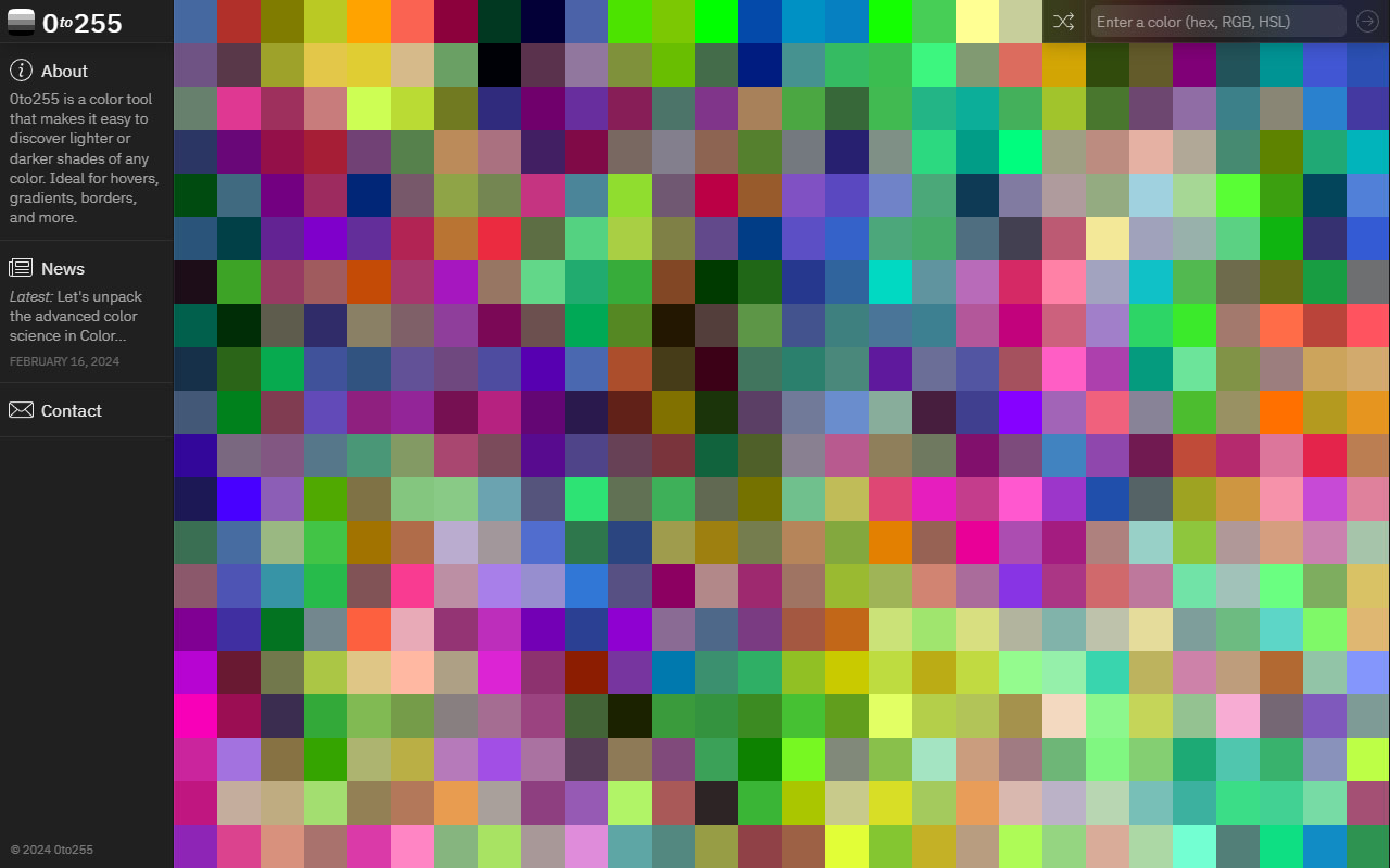 Streamline your color scheme creation with precise gradients and shades using just a base hex code.