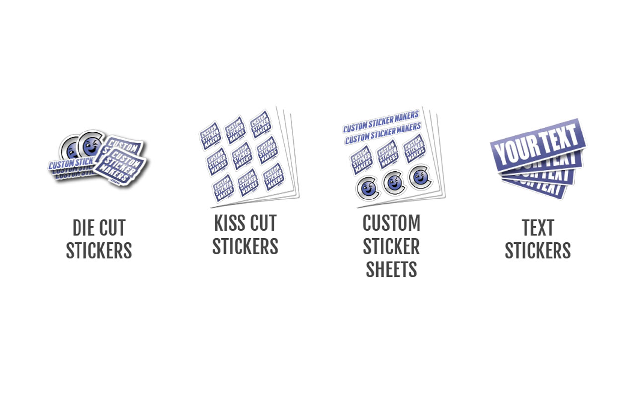 On-demand custom stickers and decals with various materials and finishes.