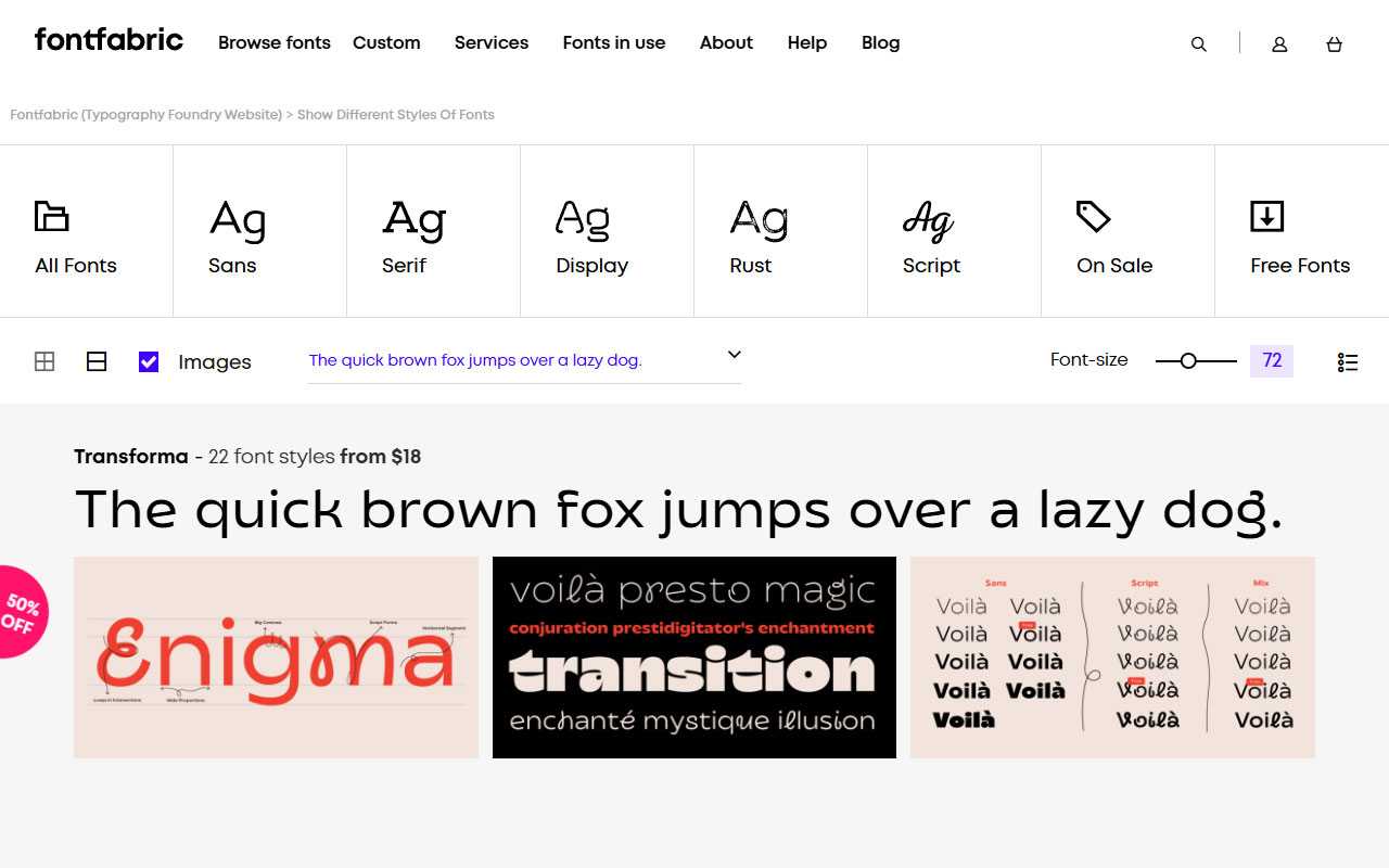 Font foundry studio offering a decent selection of fonts and custom bespoke typography services.
