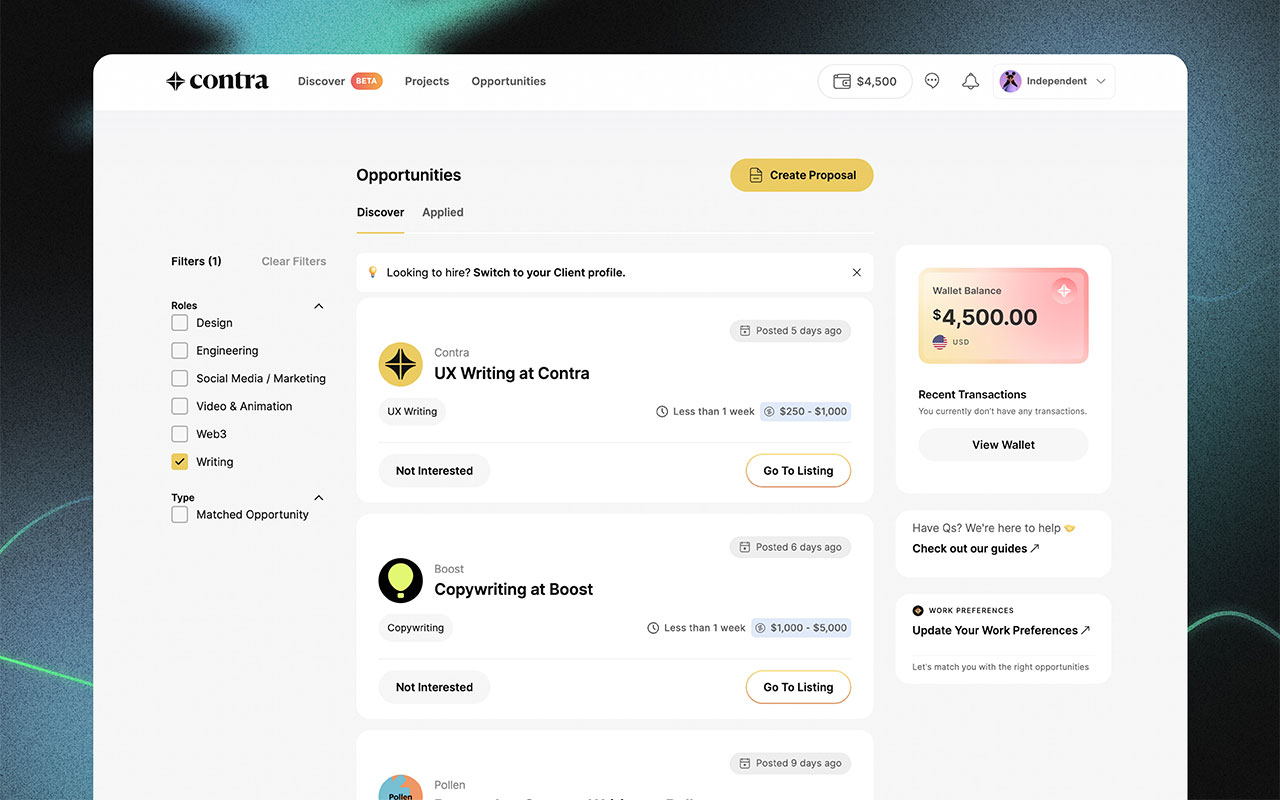 A platform for finding freelance projects, and hiring top talent, all commission-free.