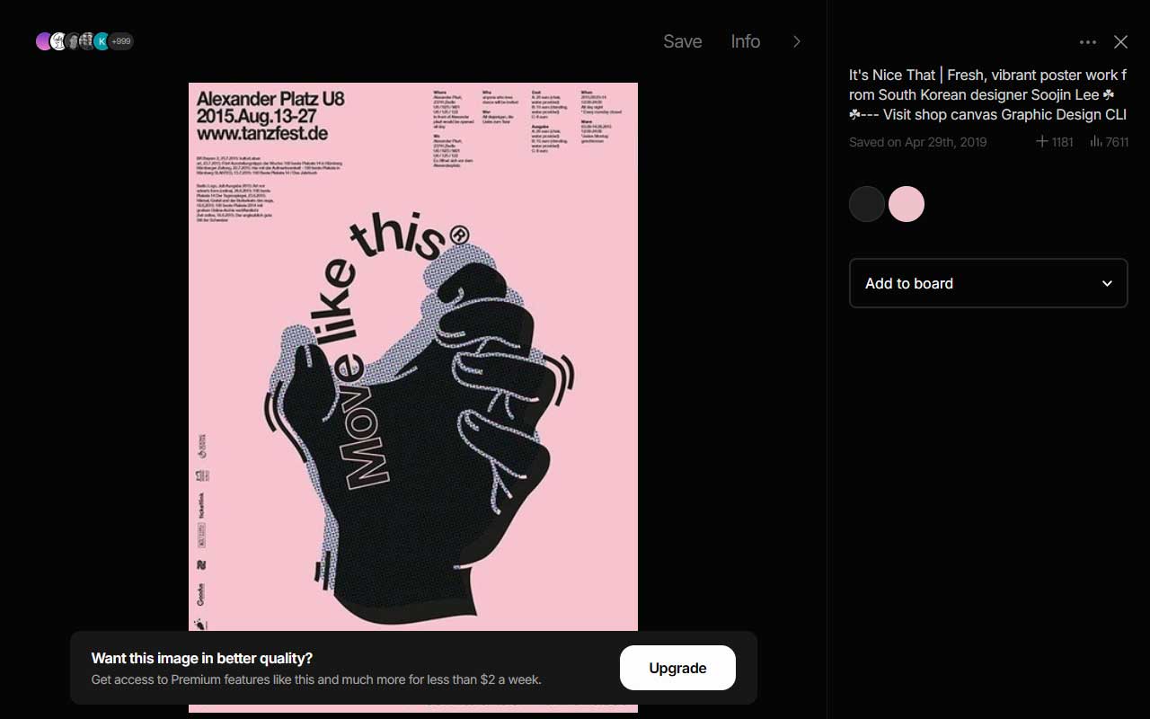 A curated platform for creatives to save and share visual inspiration, offering a more focused alternative to Pinterest.