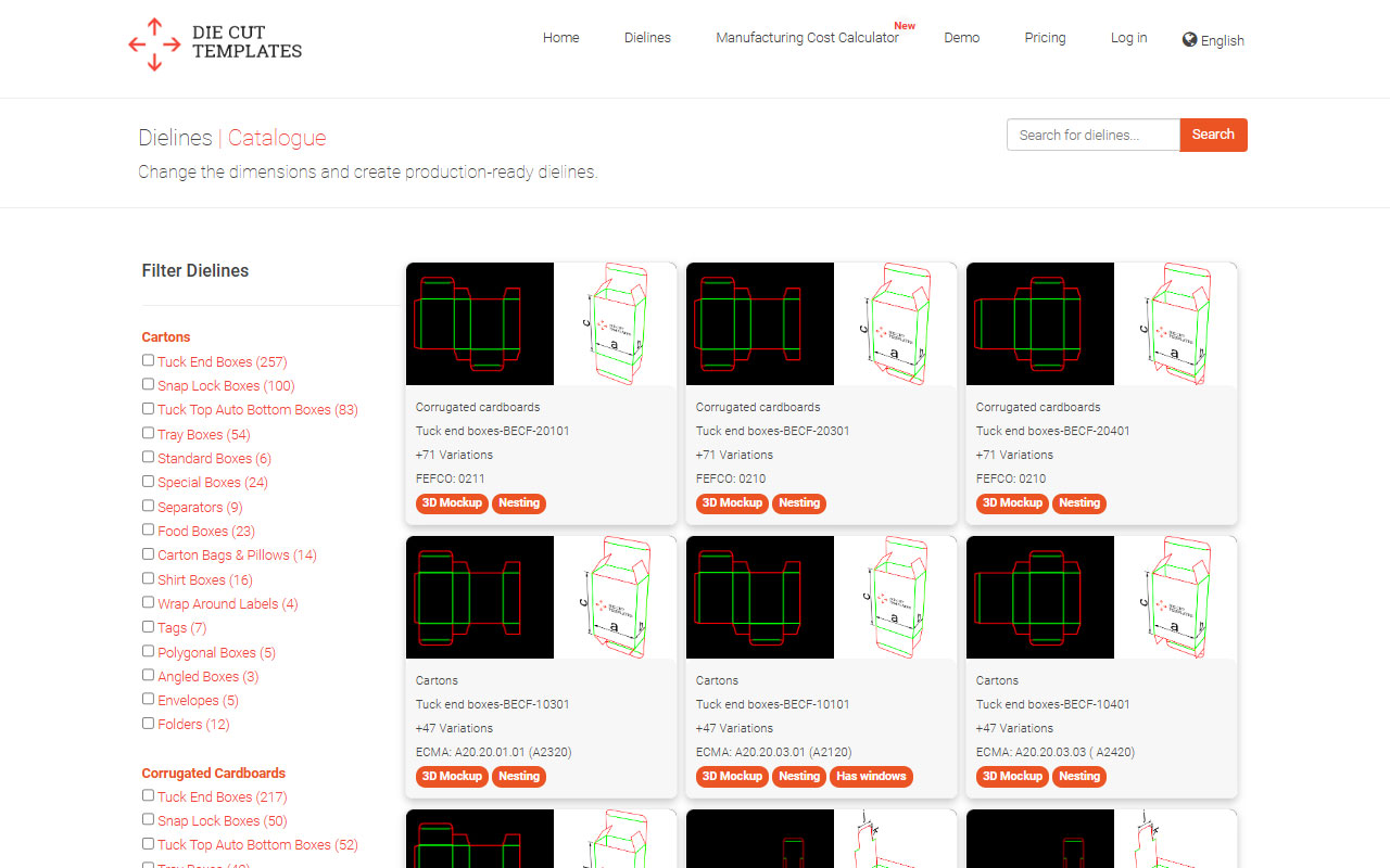A comprehensive library of customizable dieline templates, perfect for packaging and print design.