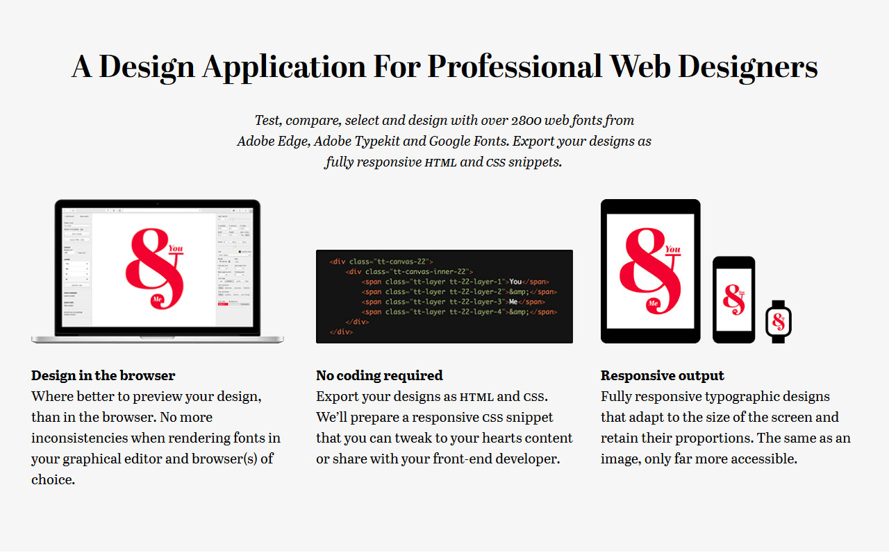 A user-friendly tool for designers to preview and compare fonts in real-time.