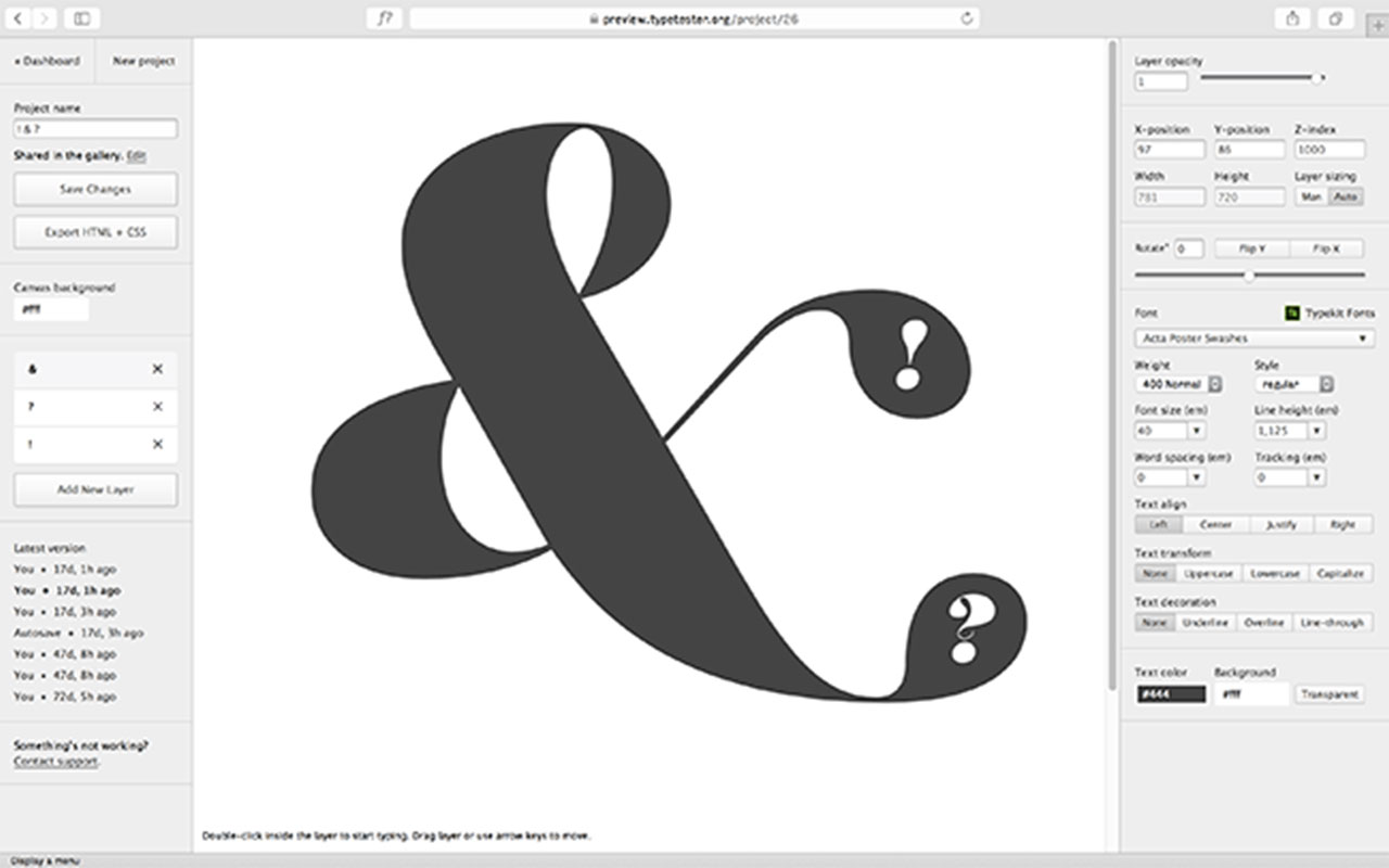 A user-friendly tool for designers to preview and compare fonts in real-time.