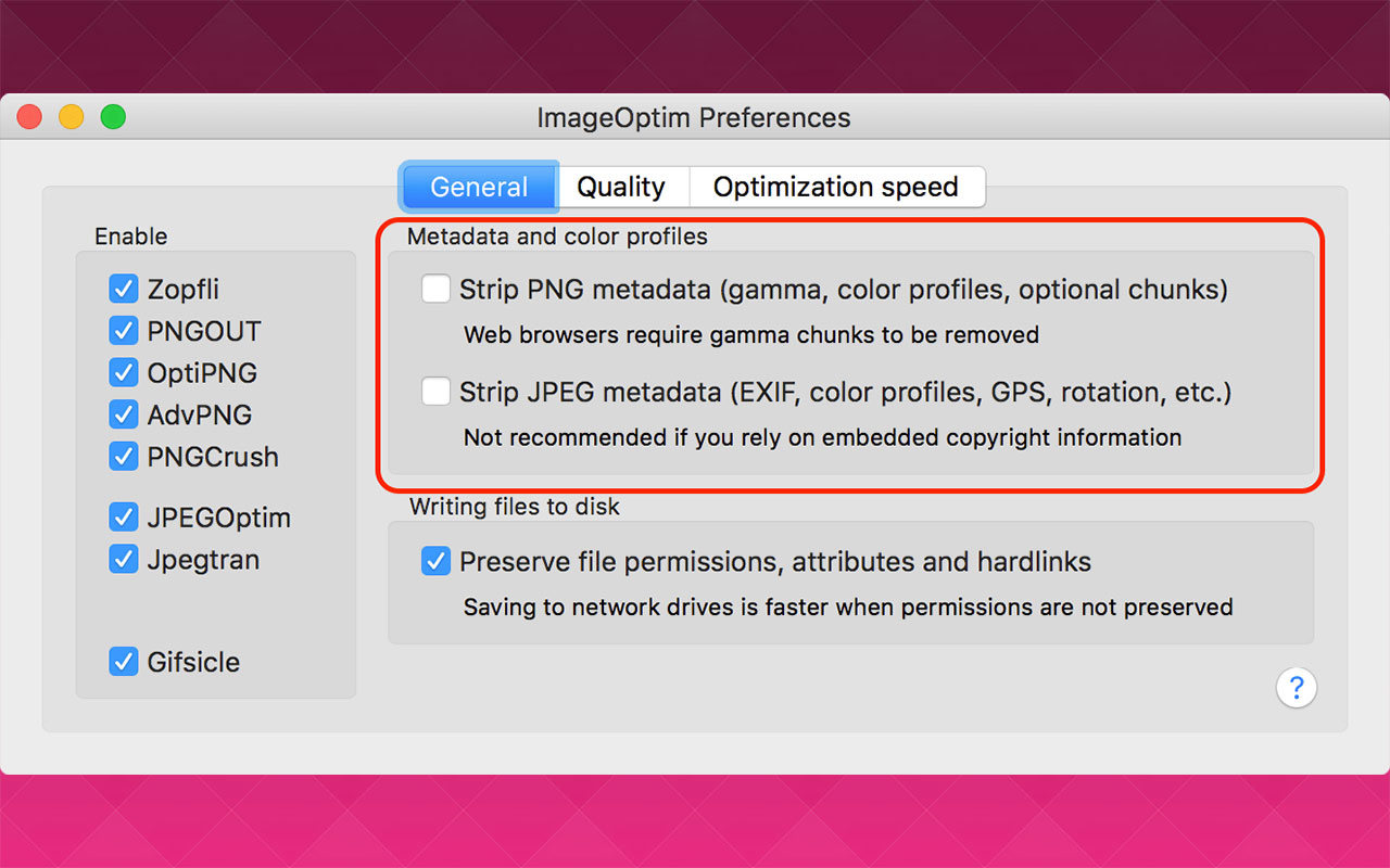 Simple Mac app for compressing images and stripping all metadata, making files lighter, faster, and cleaner for web use or sharing.