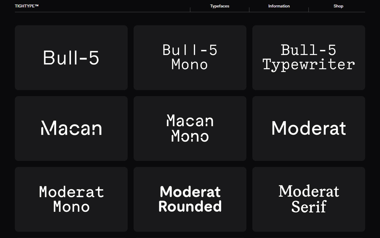 Independent German type foundry offering a curated selection of contemporary fonts with free trial downloads and custom design options.