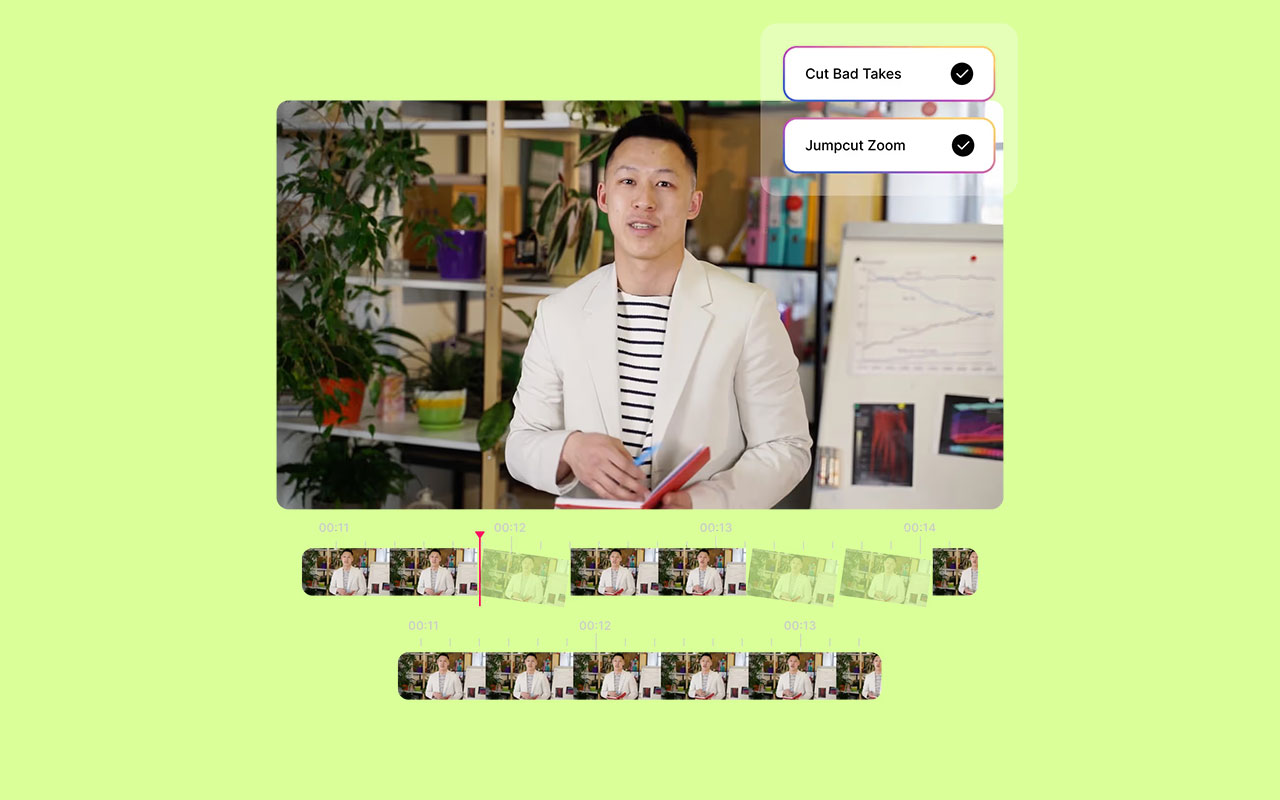 AI-powered video editing tool that cuts silences, removes filler words, and speeds up rough cut cleanup without touching your timeline.