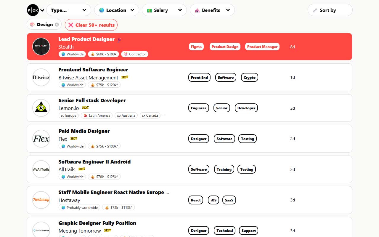 A remote-first job board that cuts through the noise and surfaces global roles across design, tech, and everything in between.