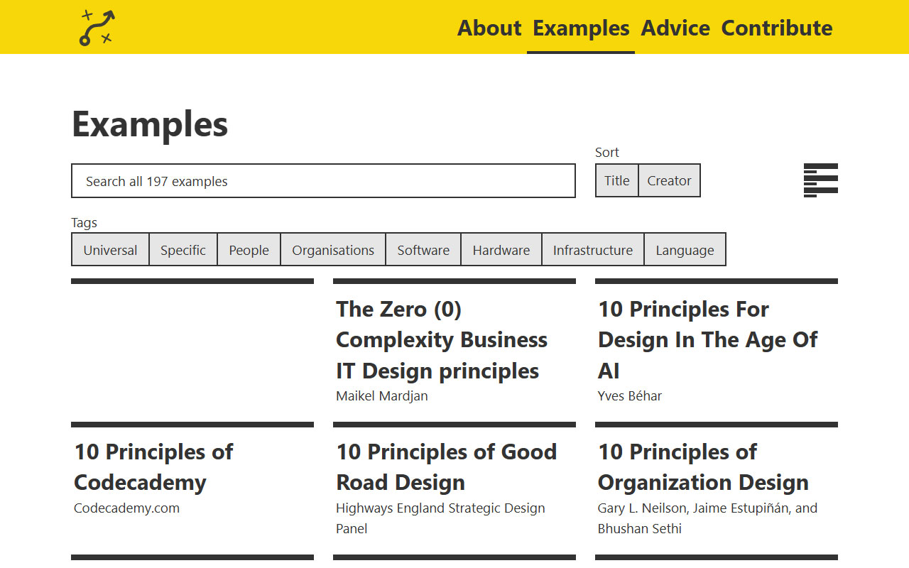 Open source library of documented design principles, methods and real examples, curated for teams and creators.