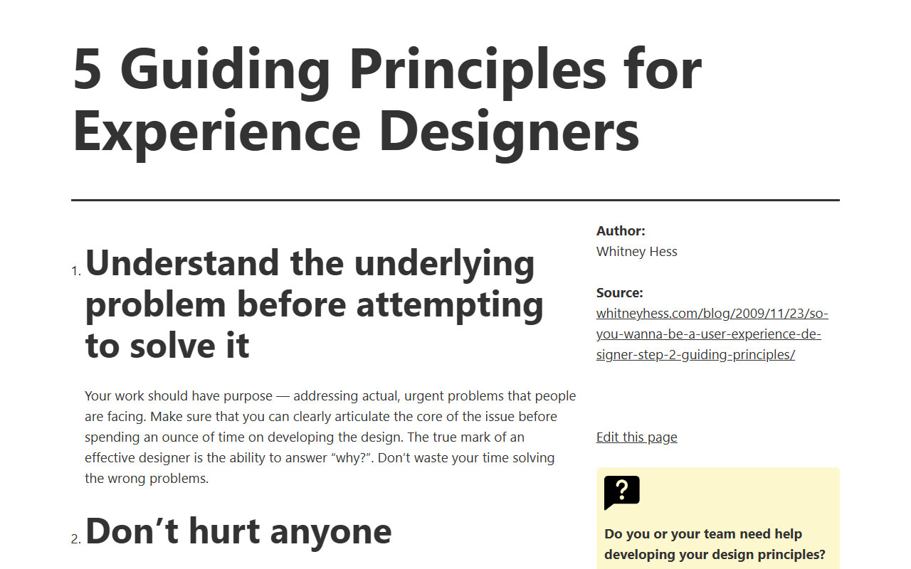 Open source library of documented design principles, methods and real examples, curated for teams and creators.