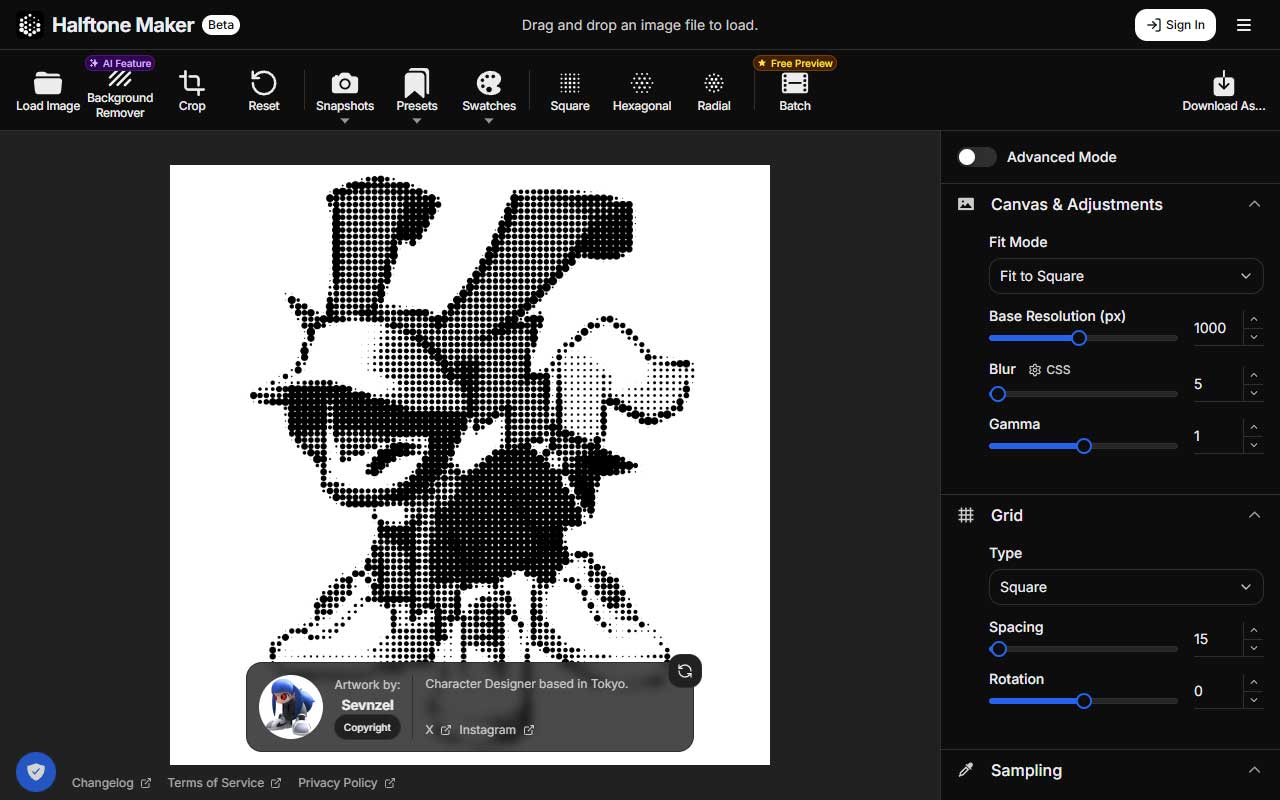 Web tool that generates halftone textures with live previews, fine dot size control, and export to SVG or PNG so you lock the look fast for print and web.