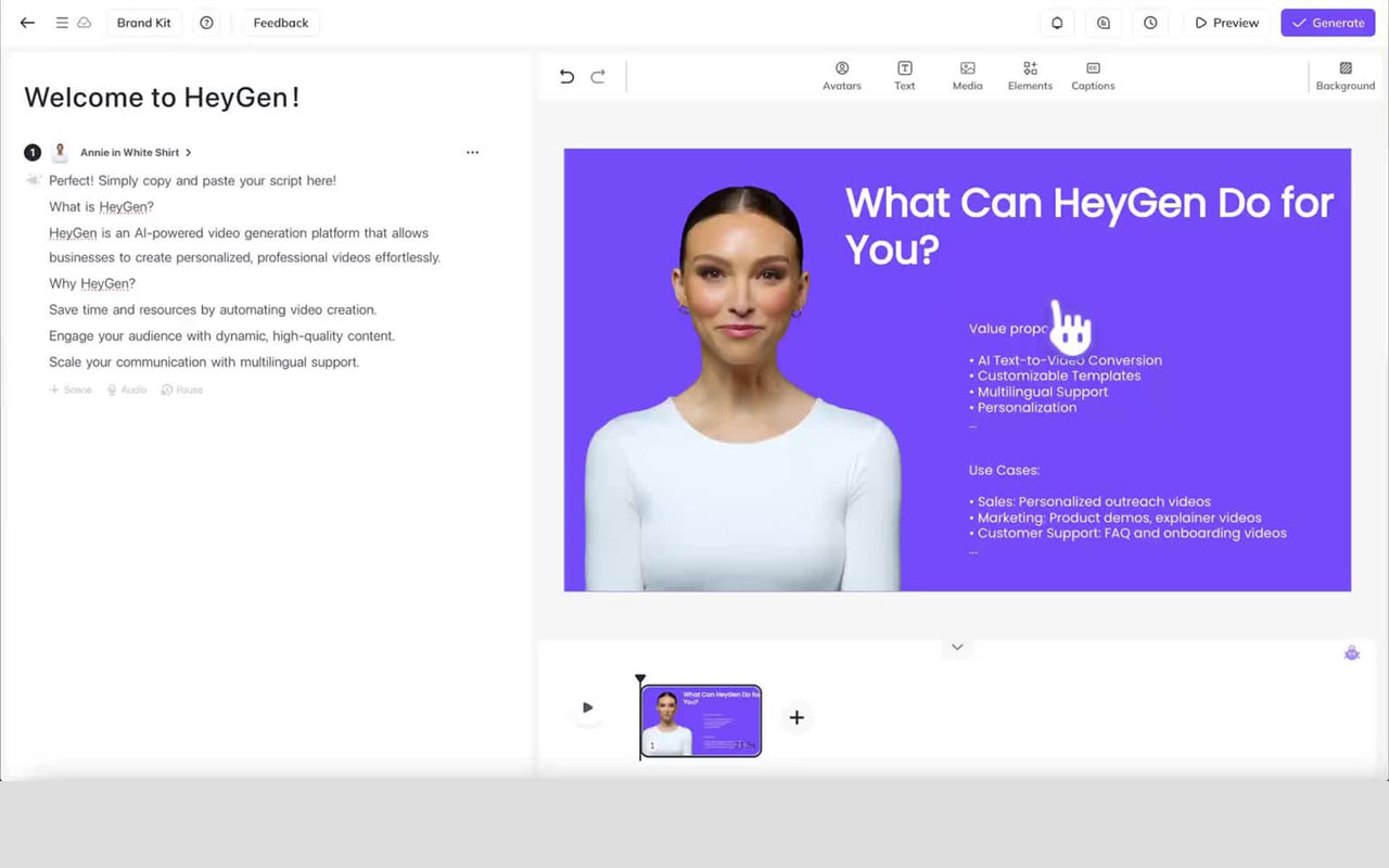 Text to video maker with lifelike AI avatars, multilingual voices, templates, personalization and API access for fast, scalable video production.