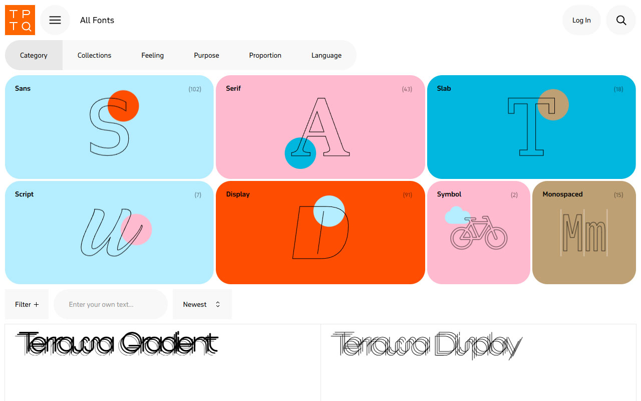 Original multilingual fonts with strong OpenType and variable support, plus a technical blog and a Fonts In Use archive documenting real world typographic projects.